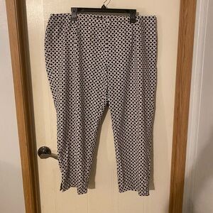 Talbots Heritage Ankle Crop Pants Navy White Geometric Circle Print 18W